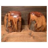 Two Vintage Redwood Bookends