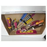 Assorted Screwdrivers, Level & More
