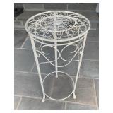 White Metal Ornate Plant Stand