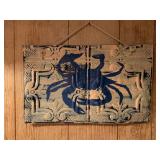 Blue Crab Painted on Antique Tin Ceiling Tile