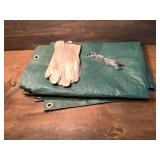 Leather Gloves Size L, Tarp, & Wrench Set