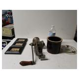 Vintage Grinder,  Pottery, Picture And Glass Tray