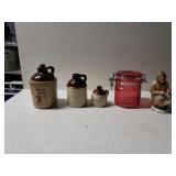 Vintage Small Cricks, Canister And Figurine