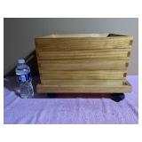Wooden 5 Tray Cart on Wheels