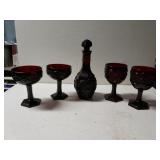 Ruby Red Decanter And Glasses