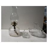 Vintage Oil Lamp Glass Basket And Crystal BASket