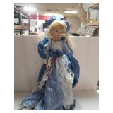 Blue Dressed Porcelain Doll