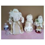 Gold Santa Topper, Snowman and Santa Figure