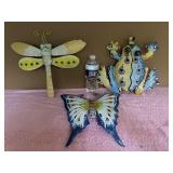 Three Metal Outdoor Decorations , Dragonfly,