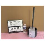 Toilet Plunger Set &  2 Laundry Signs