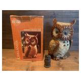 Harvest Ceramic Owl Candle Holder & Cast Iron Owl