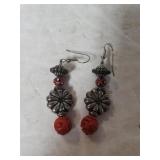 Ladies Artisan Cinnabar Dangle Earrings