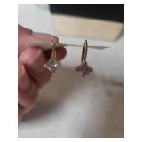Ladies Clear Stone Dangle Earrings - Marked 925