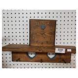 Primitive Decor Heart Clock And Coat Hanger