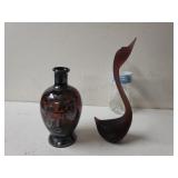Vintage Purple Glass Vase And Swan