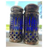 Cobalt Blue Silver Plate Salt & Pepper Shakers