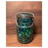 Vintage 1/2 Quart Jar Full of Marbles