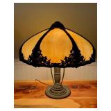 Antique Charles Parker & Co. Lamp With Slag Shade