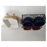 Set 4 Ceramic Ramekins With Basket & Small