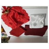 Red Lace Christmas Runner, Towel, Placemats