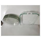 Pyrex Casserole Dish & Clear Dinner Plates