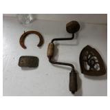 Coors Belt Buckle, Horseshoe, Hand Drill And Iron