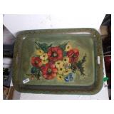 Large Floral Painted Serving Tray