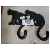2 Cast Iron Cat Coat Hooks