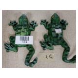2 Cast Iron Frog Coat Hooks