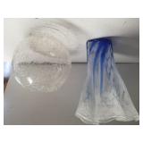 Vintage Art Glass & Crackle Glass Bowl
