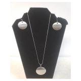 Ladies Silvertone Medallion Necklace & Earring