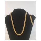 Ladies Goldtone Necklace & Bracelet Set