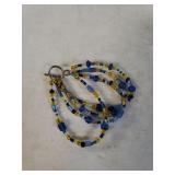 Ladies Multi-strand Blue/yellow Beaded Bracelet