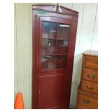 Red Painted Corner Cabinet
