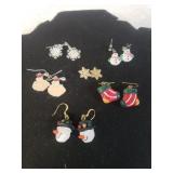 (6) Pair Ladies Winter/Christmas Themed Earrings