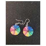 Ladies Color Wheel Wire Dangle Earrings