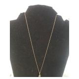 Ladies Gold Necklace W/green Stone Pendant -