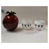 Apple Paperweight And Rooster Cream And Sugar