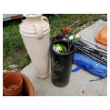 Umbrella Pot And Concrete Pot. 1 Needs Repair