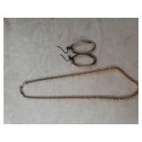 Ladies Goldtone Necklace & Dangle Hoop Earrings