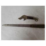 Vintage Letter Opener / Nail File & Unique Bottle