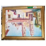 Signed Town Painting