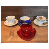 Four Tea Cups & Saucers of Various Makers