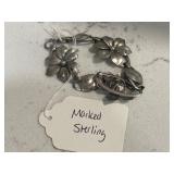 Sterling Signed Floral Bracelet