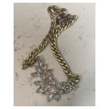 Vintage Large Rhinestone Floral Necklace