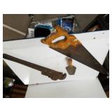 Saw, Pipe Wrench, Trowel