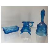 Vintage Fenton Bell With Cobalt Blue Ashtray &