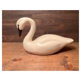 Carved Wooden White Swan
