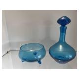 Vintage Viking Glass Footed Flower Bowl & Blenko