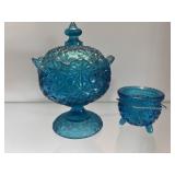 Vintage Daisy & Button Lidded Dish & Footed